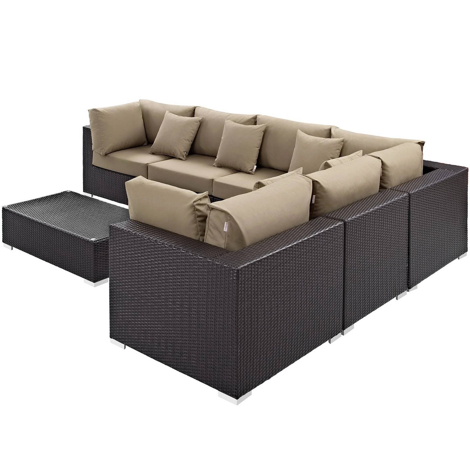 7-Piece Wicker Rattan Patio Sectional Sofa Set for Outdoor Seating with Cushions - Image 12