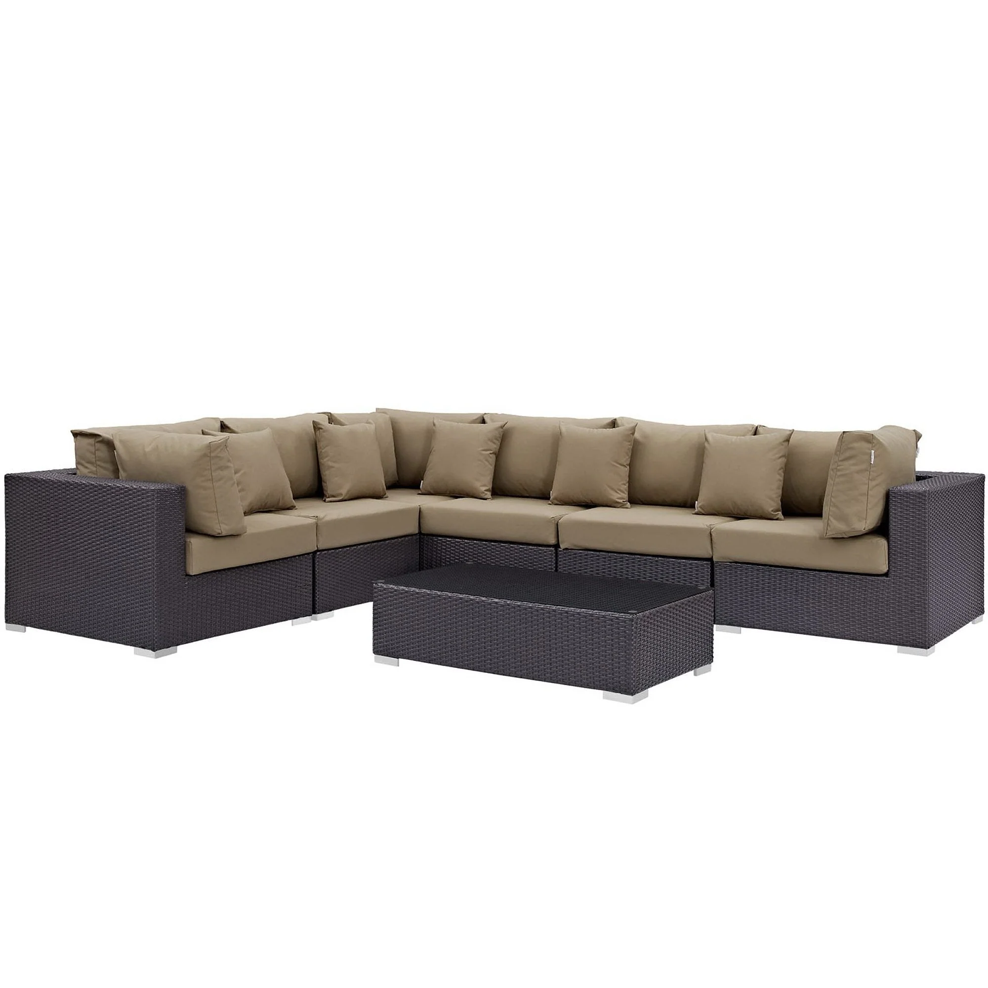 7-Piece Wicker Rattan Patio Sectional Sofa Set for Outdoor Seating with Cushions - Image 8