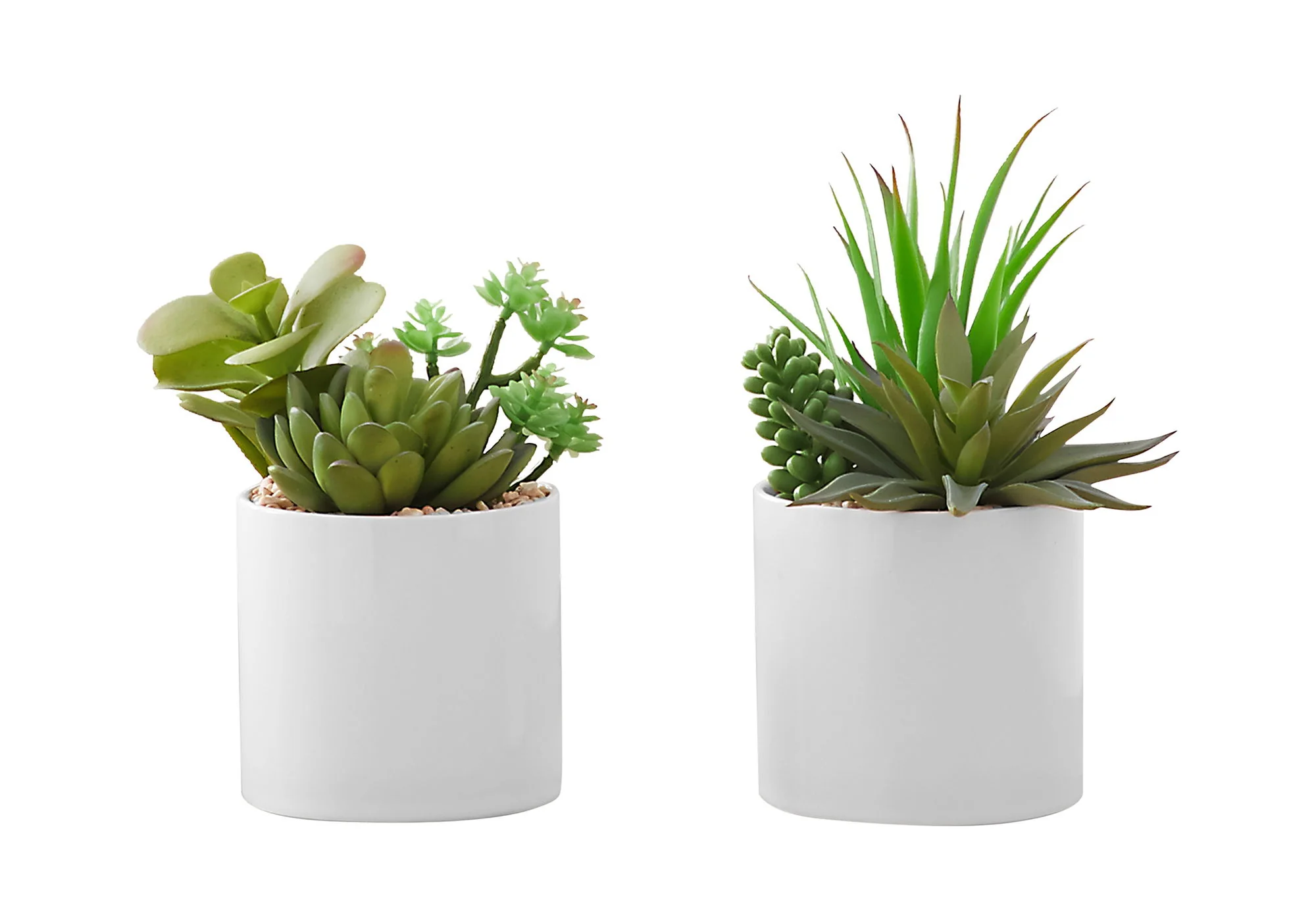 7" Tall, Artificial Plant, Succulent, Indoor, Faux, Fake, Table, Greenery, Potted, Decorative (Set of 2) - Green / White - Image 6