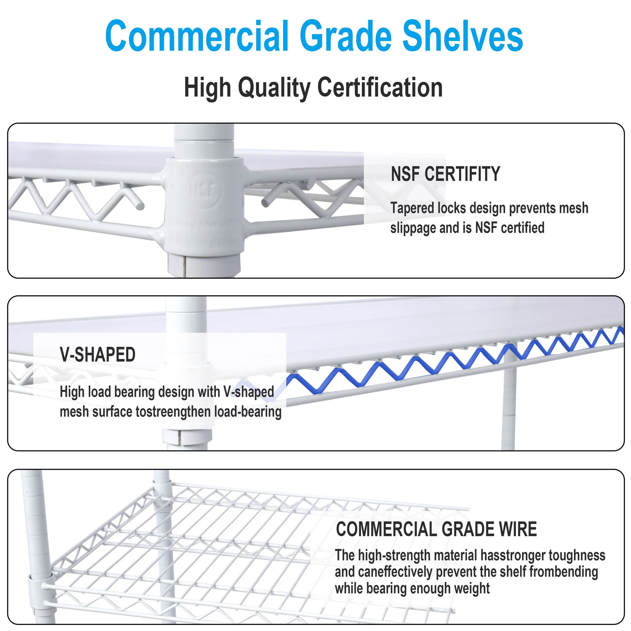 7 Tier Metal Shelf Wire Shelving Unit, 2450Lbs Heavy Duty Adjustable Storage Rack With Wheels & Shelf Liners For Closet Kitchen Garage Basement Commercial Shelving - Image 11