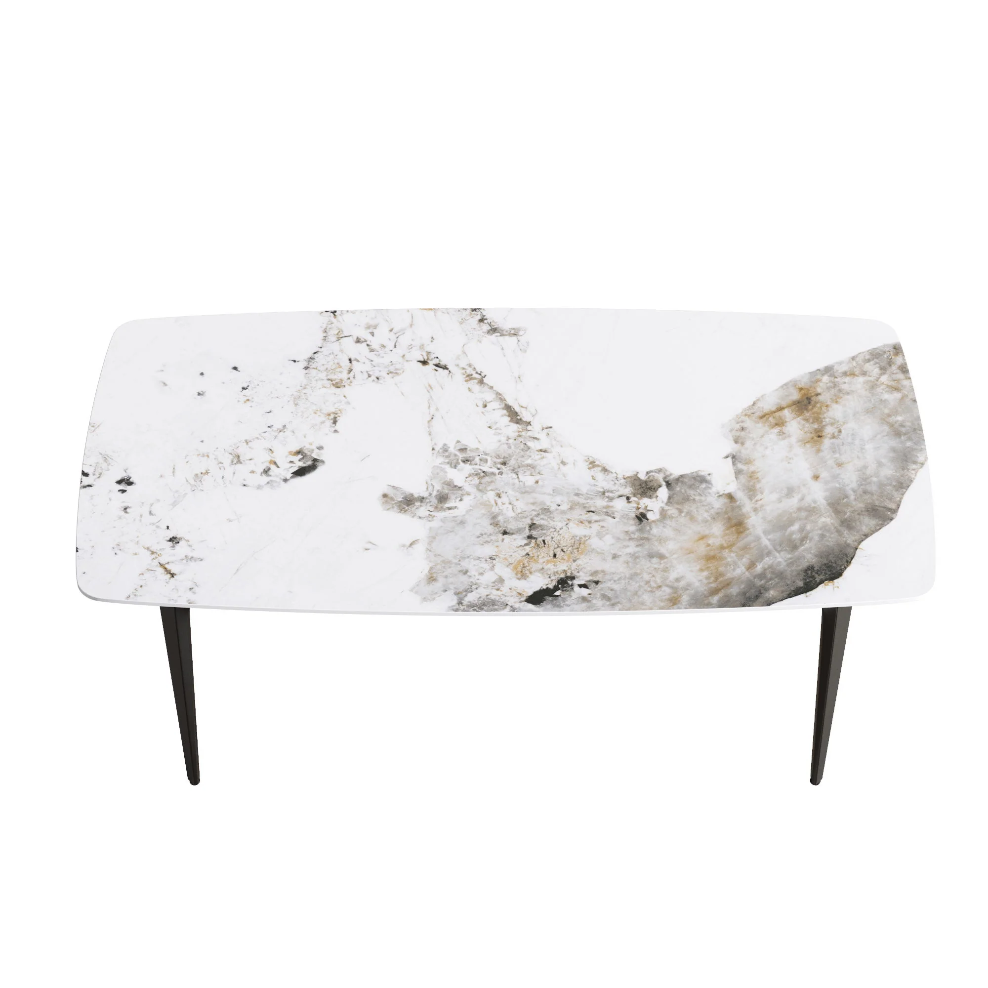 70.87" Modern Artificial Stone Pandora White Curved Black Metal Leg Dining Table - Antique White - Image 6