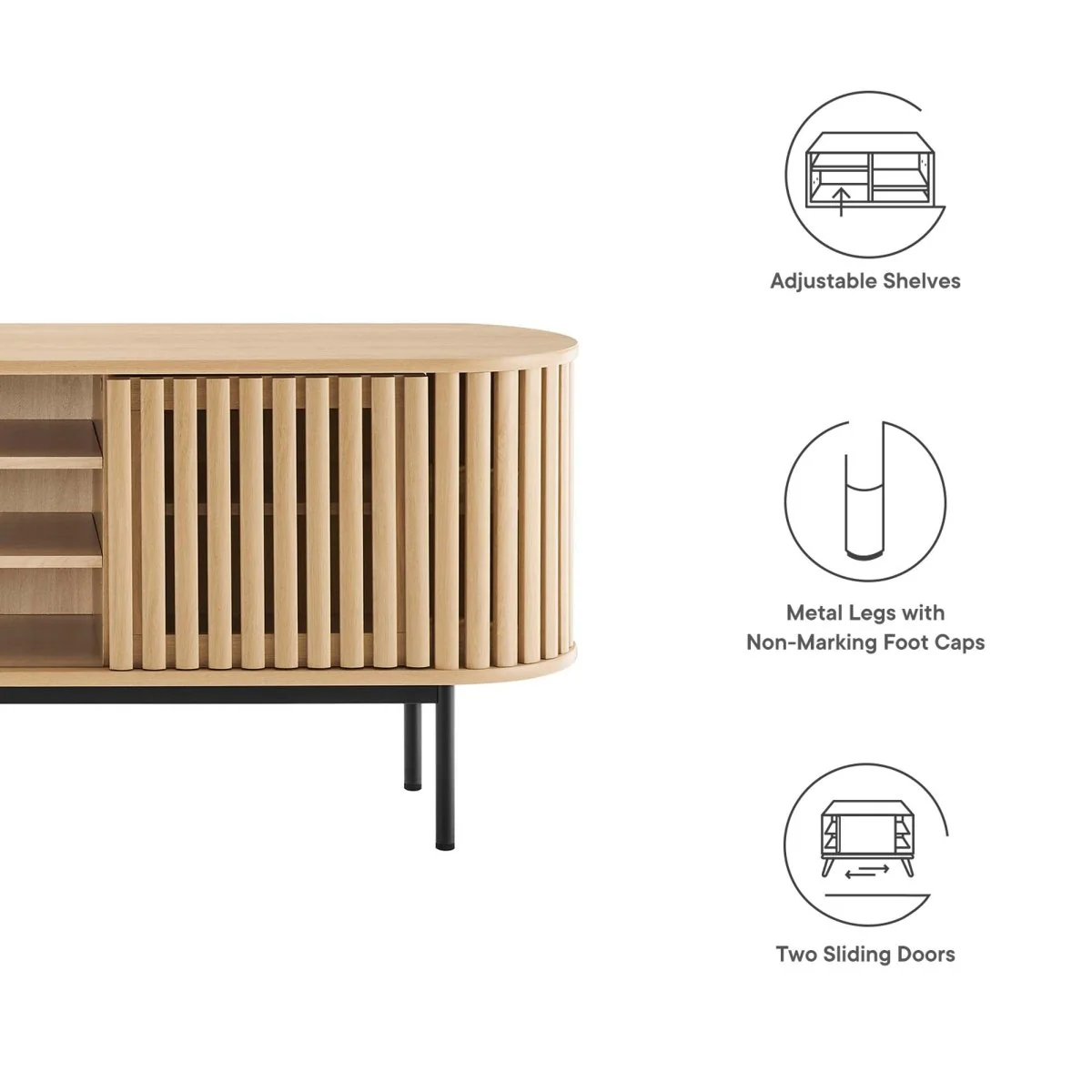 71 Inch Contemporary Oval TV Stand - Image 2