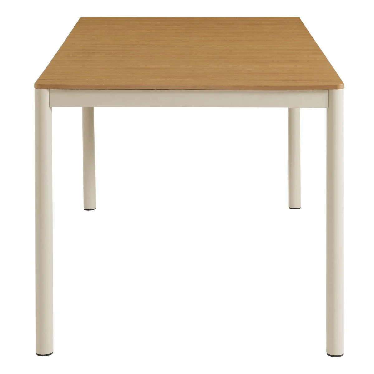 71" Rectangular Outdoor Patio Aluminum Dining Table with Faux Wood Top – Natural - Image 5