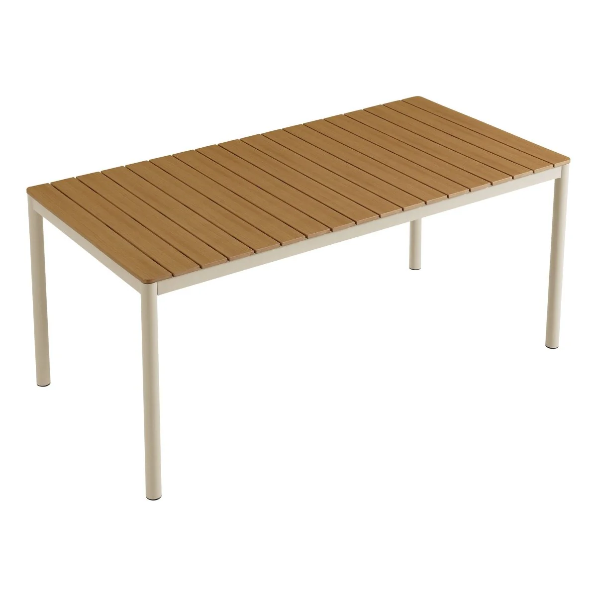 71" Rectangular Outdoor Patio Aluminum Dining Table with Faux Wood Top – Natural - Image 7