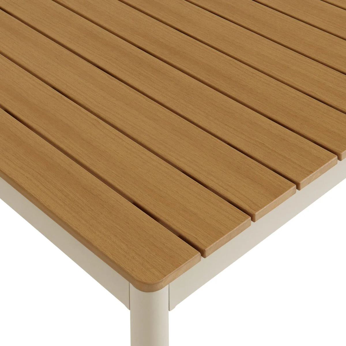71" Rectangular Outdoor Patio Aluminum Dining Table with Faux Wood Top – Natural - Image 8