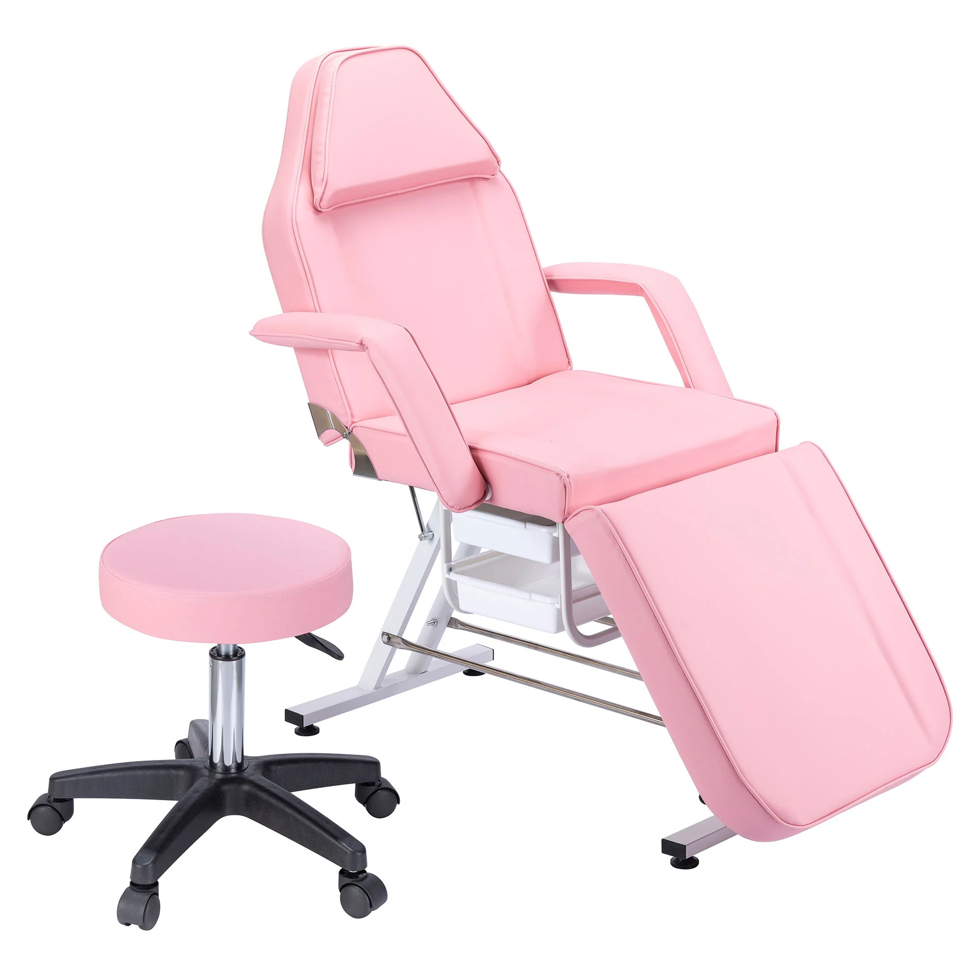 72.8" Massage Salon Tattoo Chair With Two Trays Esthetician Bed With Hydraulic Stool, Multi-Purpose 3-Section Facial Bed Table, Adjustable Beauty Barber Spa Beauty Equipment - Image 3