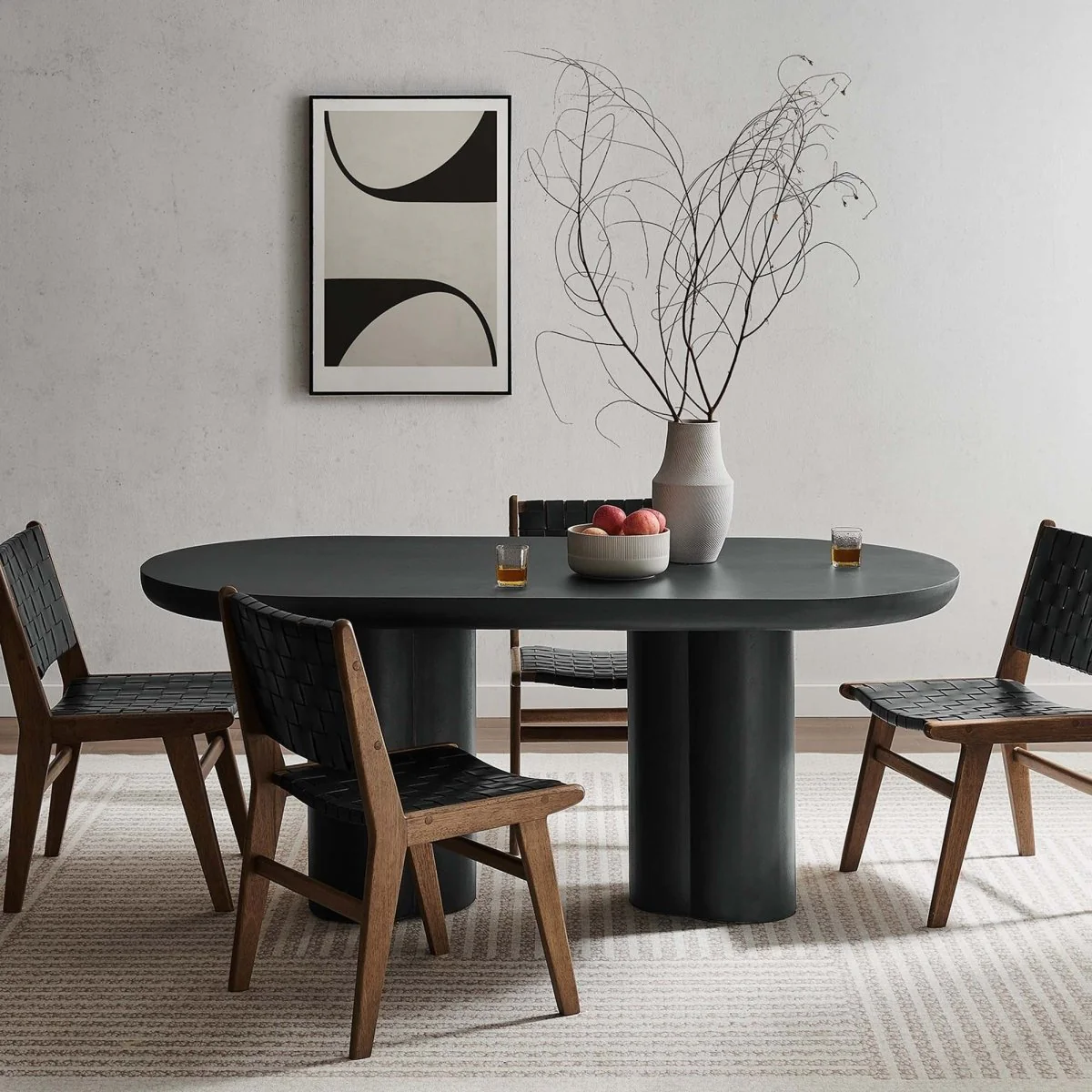 72 Inch Oval Modern Concrete Dining Table - Image 14