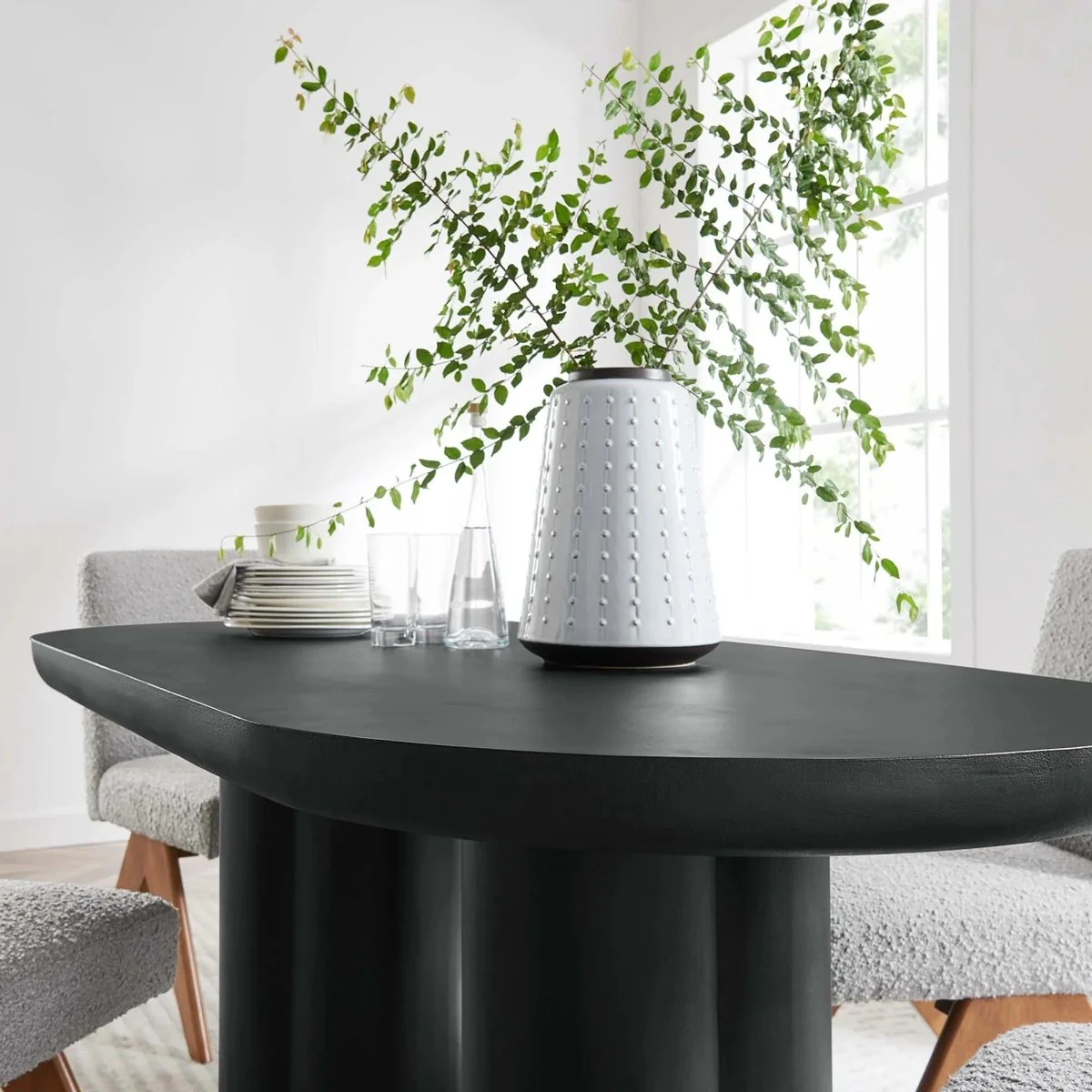 72 Inch Oval Modern Concrete Dining Table - Image 15