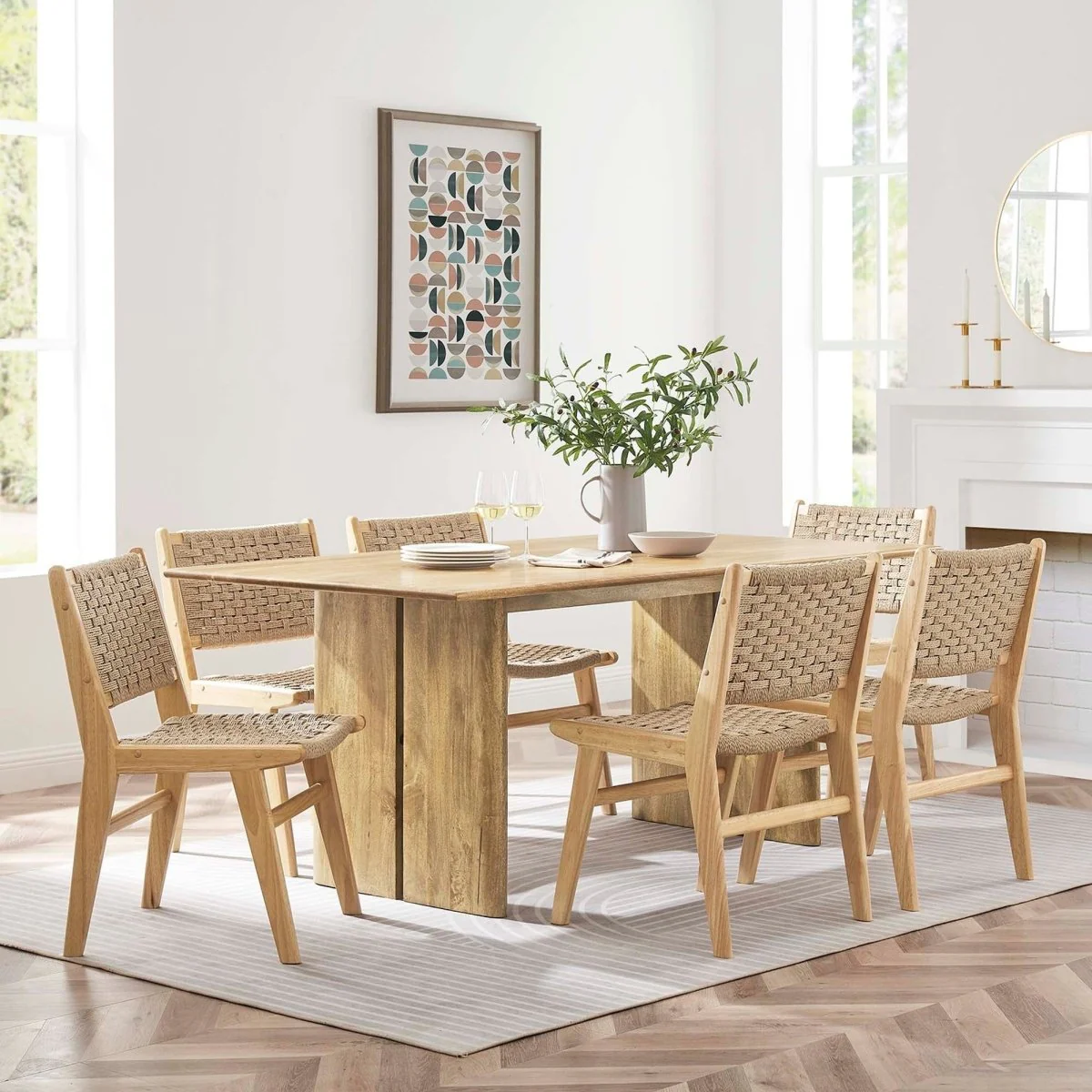 72 Inch Walnut Modern Farmhouse Solid Wood Dining Table - Image 21