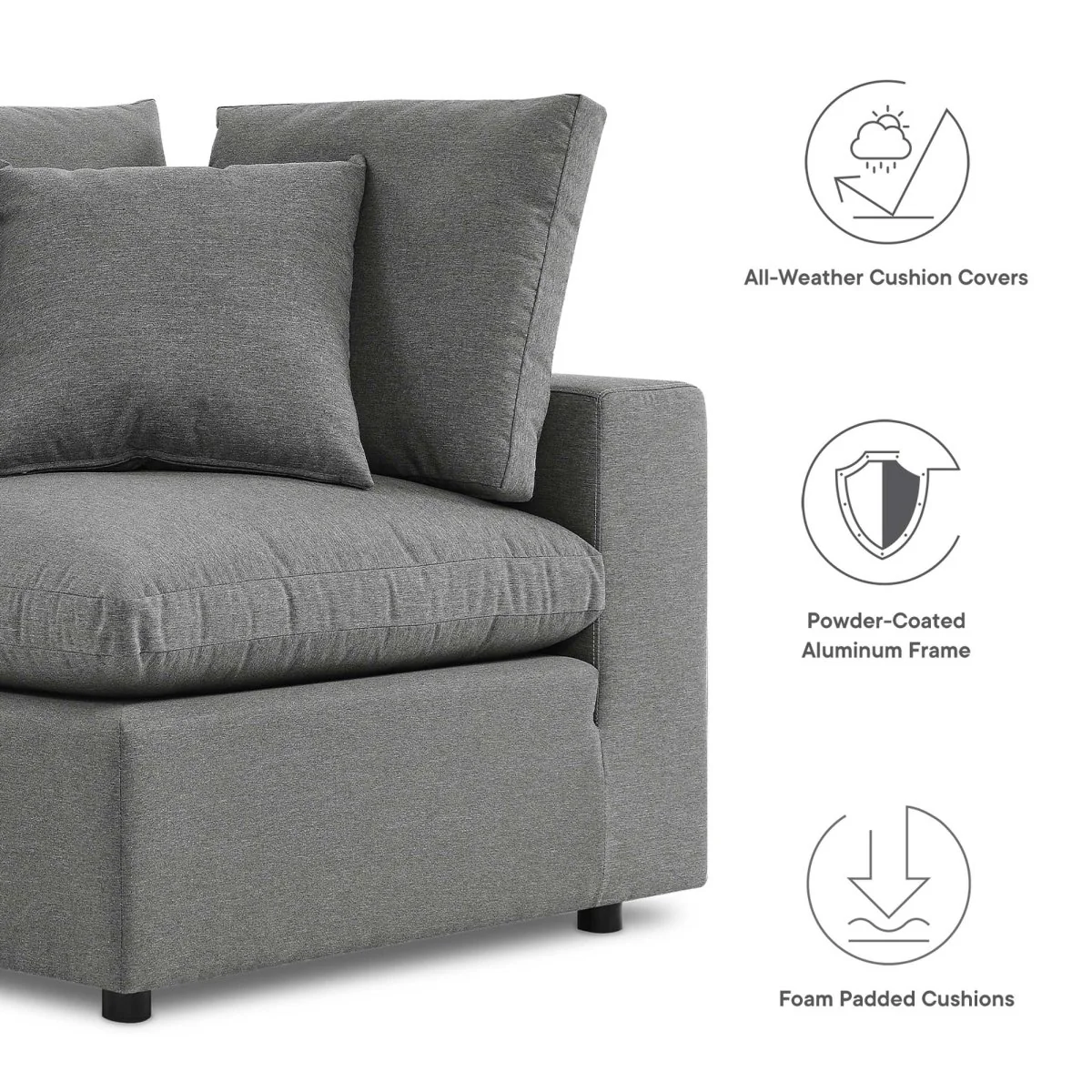 72" Overstuffed Outdoor Loveseat with All-Weather Cushions, Weather-Resistant Comfort - Image 3