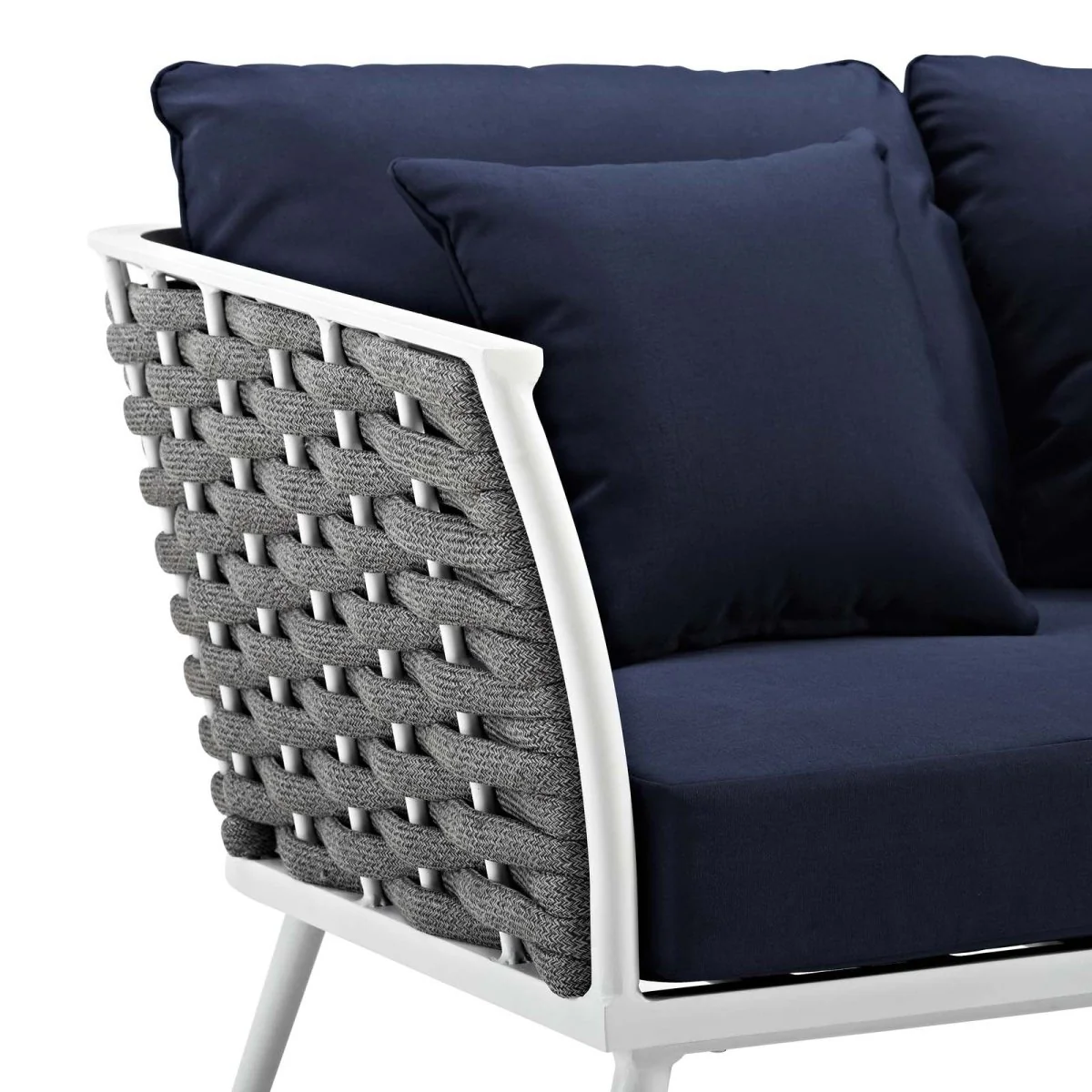 75" Aluminum Outdoor Patio Sofa with Rope Weave, Modern Durable Design - Image 4