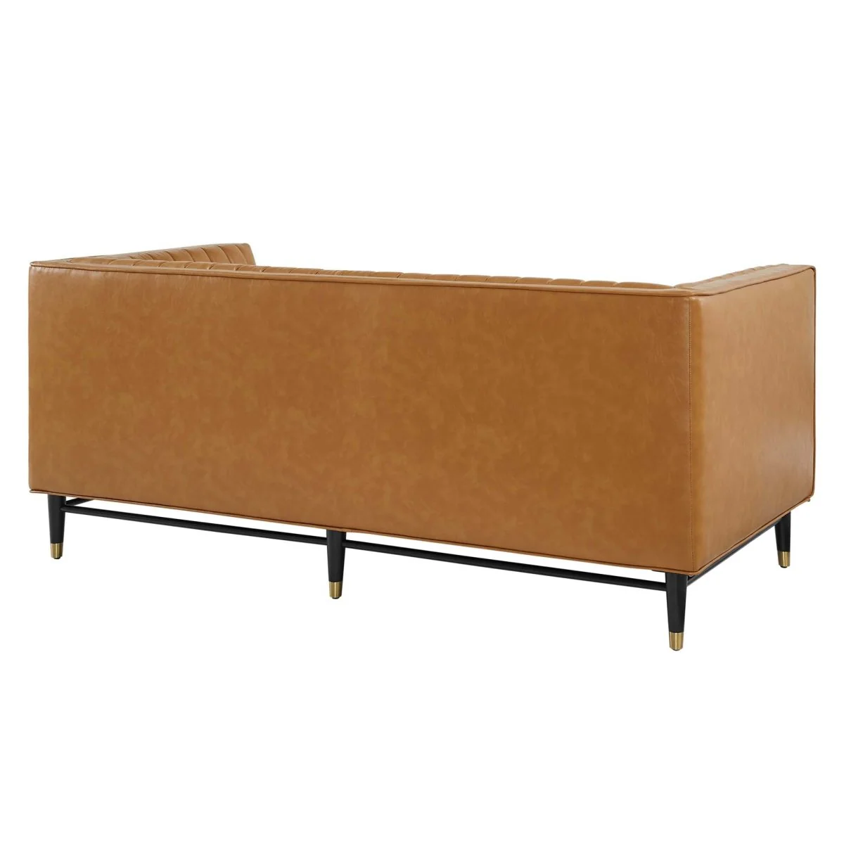 75-Inch Devote Channel Tufted Vegan Leather Loveseat in Tan - Image 4