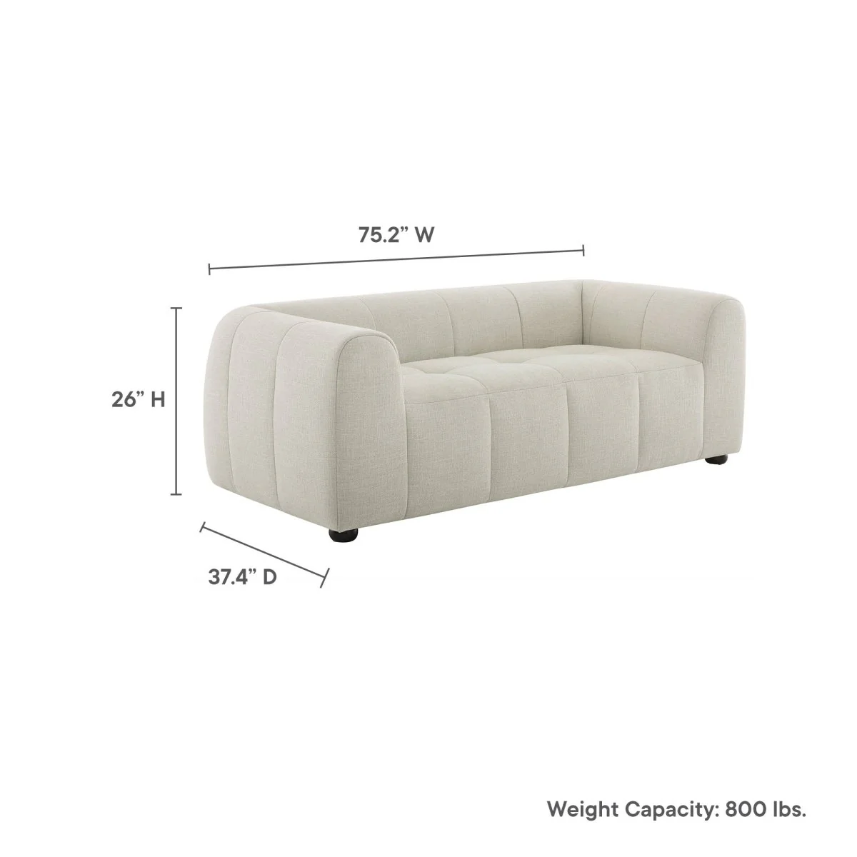 75-Inch Liana Upholstered Fabric Deep Seat Loveseat - Image 10