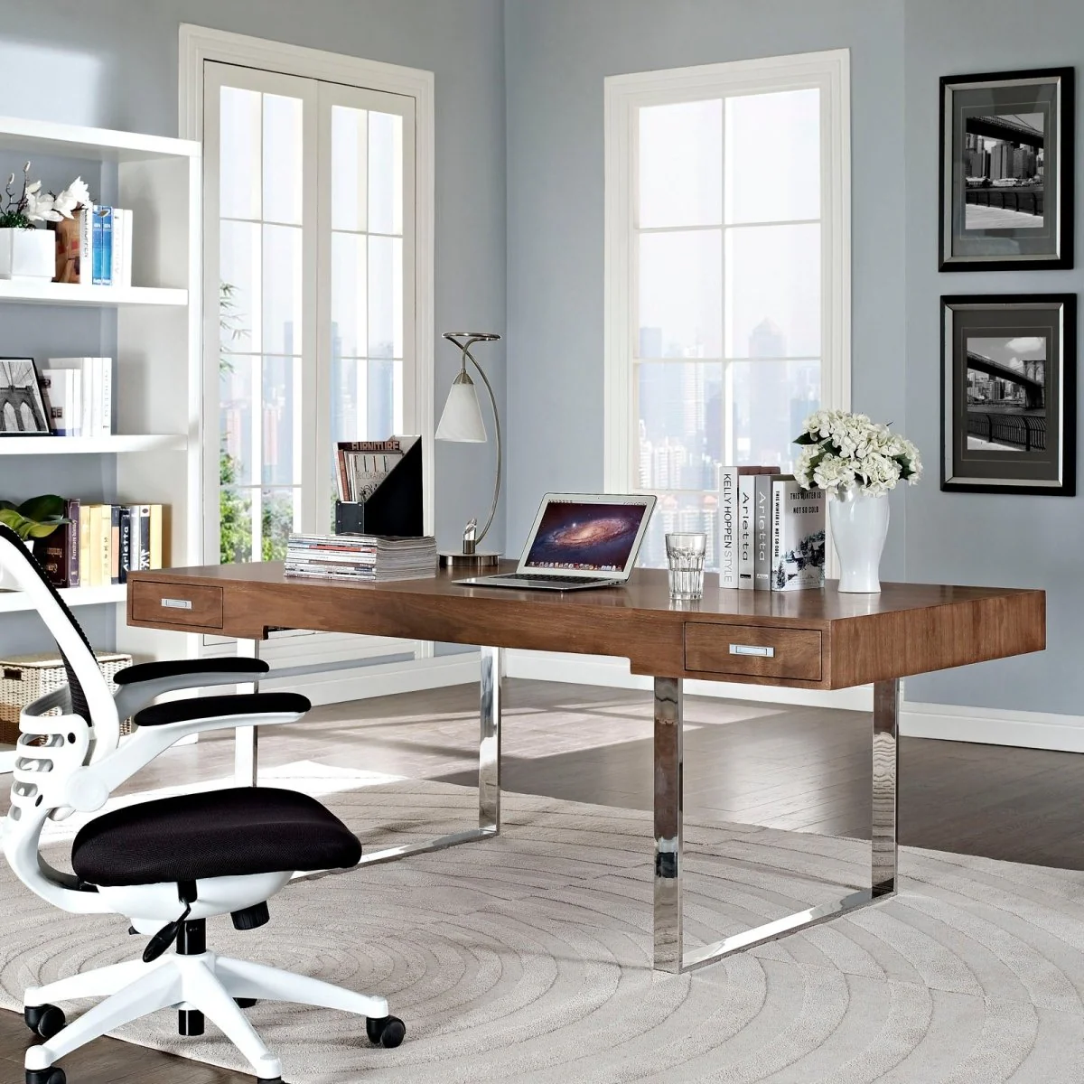 75" Modern Steel Base Office Desk with Sleek Contemporary Design and Durability - Image 4