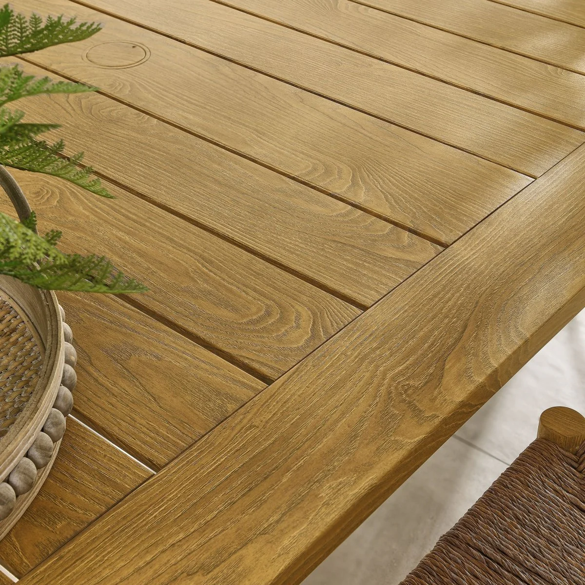 76" Aluminum Outdoor Dining Table with Wood Grain Finish - Durable Weather-Resistant Design - Image 13