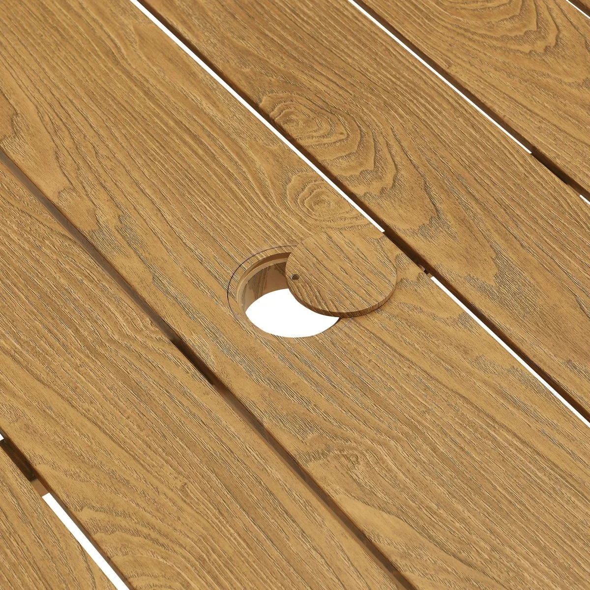 76" Aluminum Outdoor Dining Table with Wood Grain Finish - Durable Weather-Resistant Design - Image 17