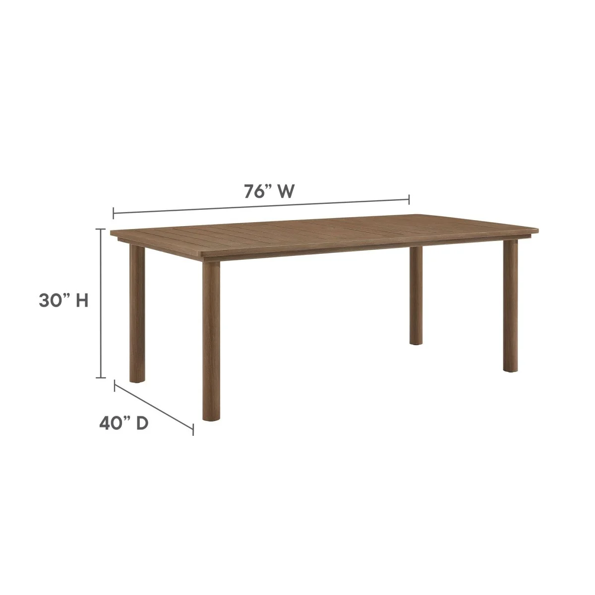 76" Aluminum Outdoor Dining Table with Wood Grain Finish - Durable Weather-Resistant Design - Image 3