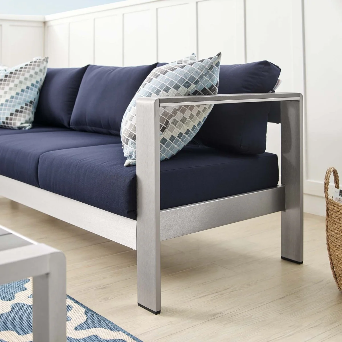 76" Aluminum Outdoor Patio Sofa with Removable Cushions and Weather-Resistant Frame - Image 3