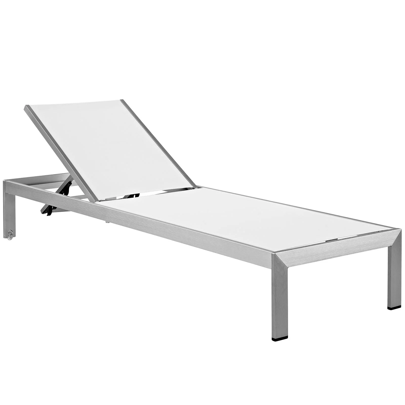 76" Outdoor Aluminum Chaise Lounge and Side Table Set for Patio and Poolside - Image 4