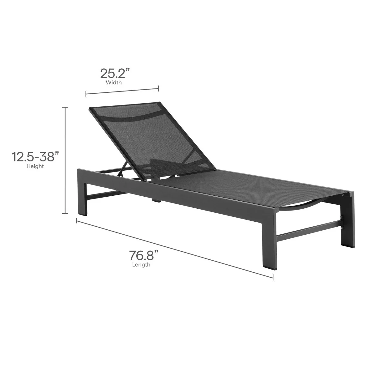 77" Gray Aluminum Mesh Outdoor Chaise Lounge - Image 3