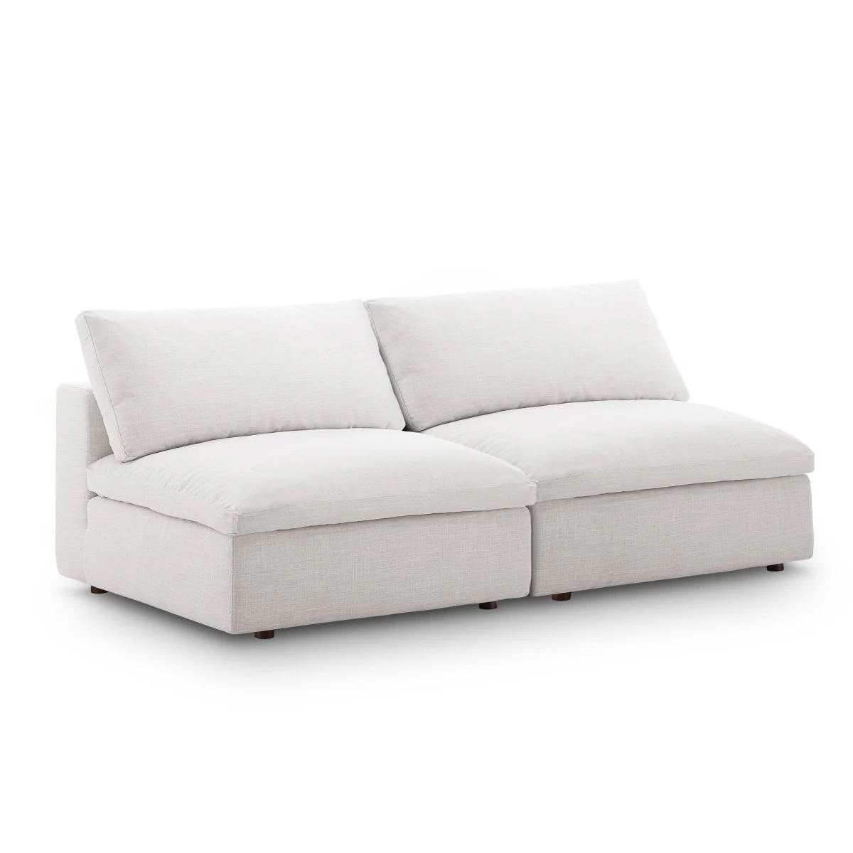 78 Inch Down Filled Overstuffed 2-Piece Armless Sectional Loveseat