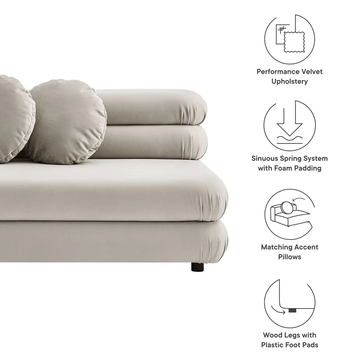 78 Inch Jubilee Performance Velvet Modular Armless Loveseat - Image 2