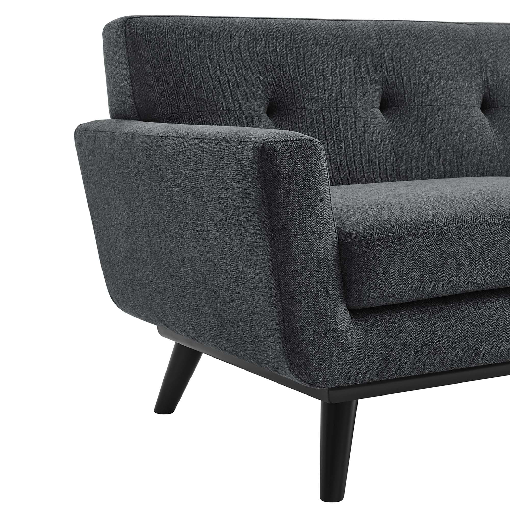 78 Inch Mid-Century Modern Herringbone Fabric Loveseat - Image 11