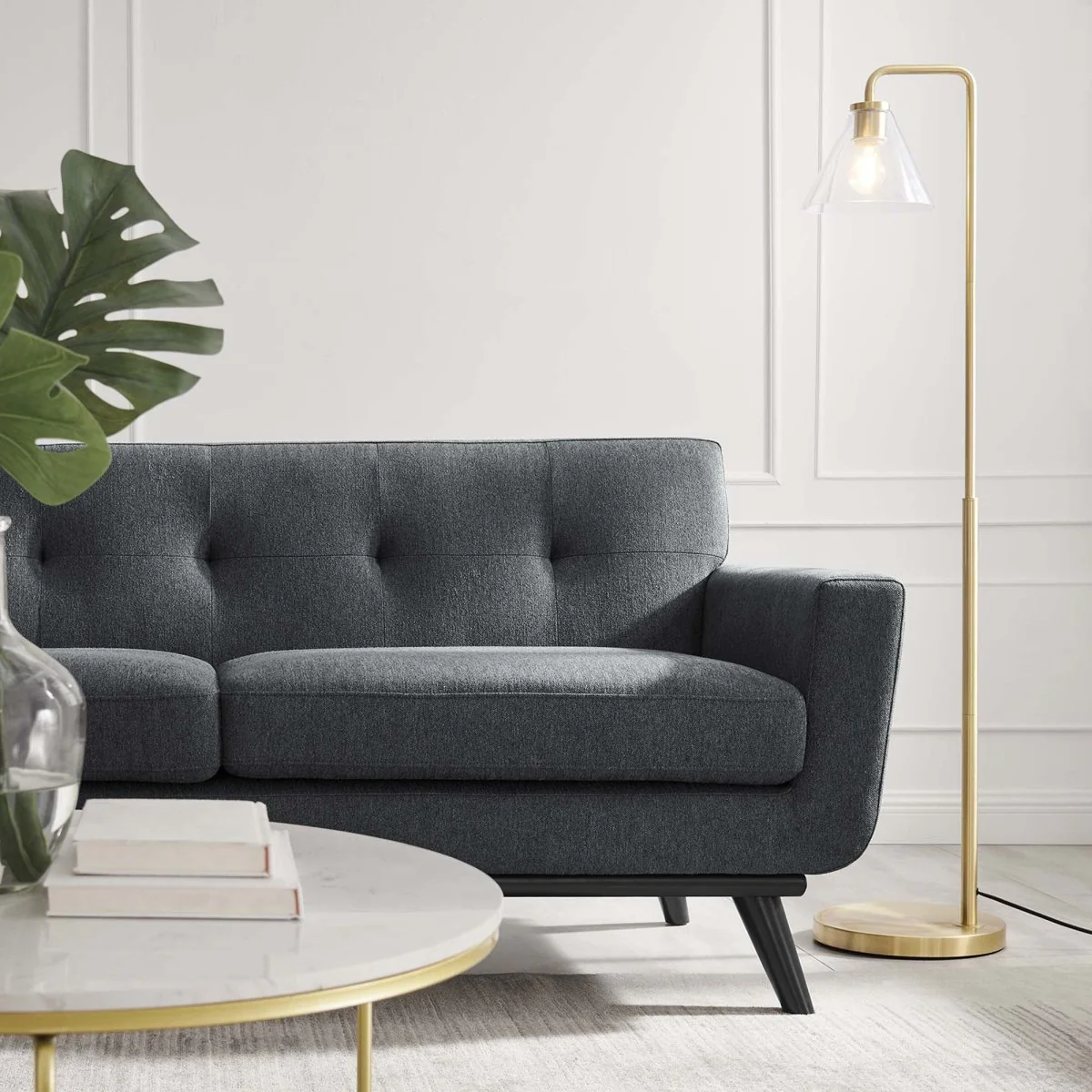 78 Inch Mid-Century Modern Herringbone Fabric Loveseat - Image 9