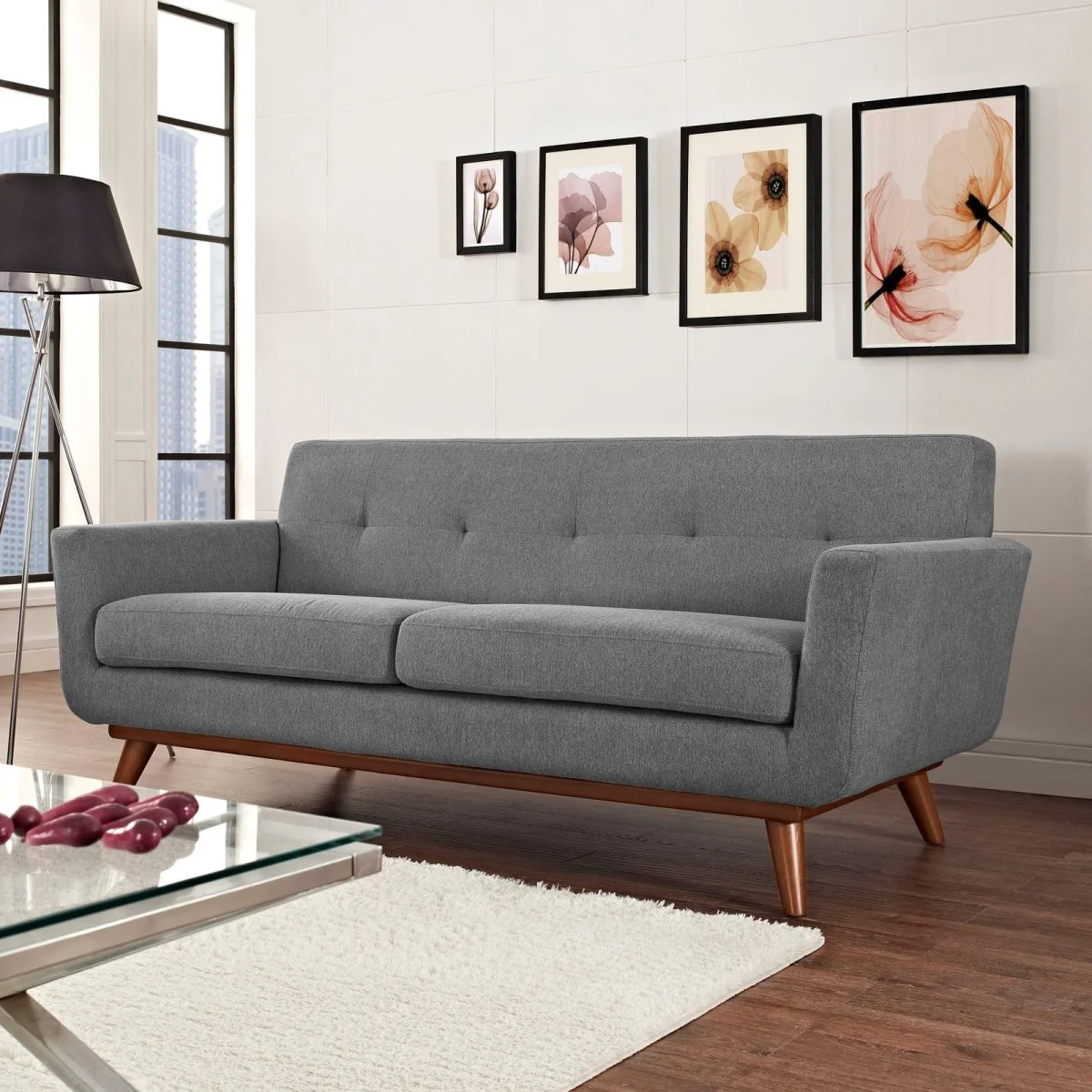 78 Inch Mid-Century Modern Upholstered Fabric Loveseat - Image 16