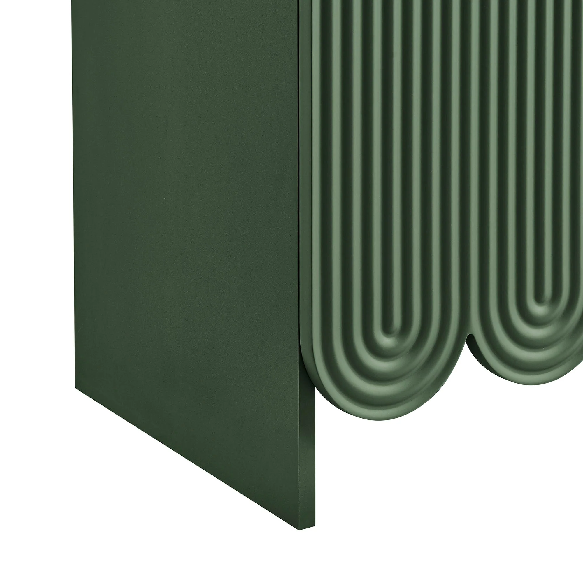 78 Inch Tall Arched Storage Cabinet with Fluted and Scalloped Doors - Image 13