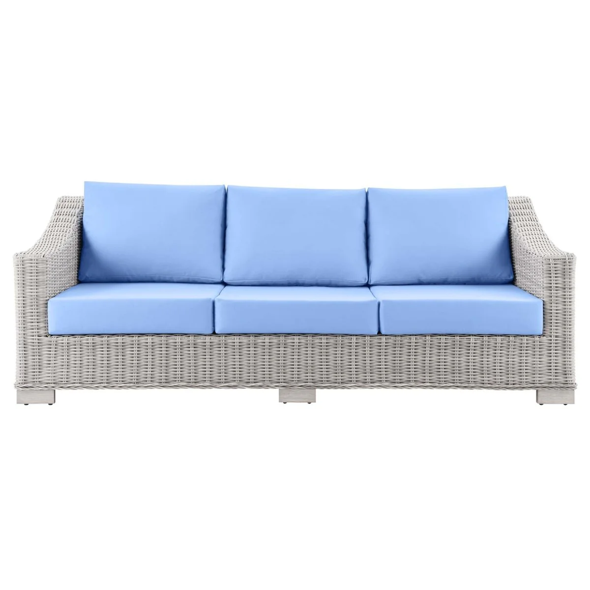 78" Light Gray Wicker Outdoor Sofa with Cushions — Modern Weather-Resistant Patio Seating - Image 22