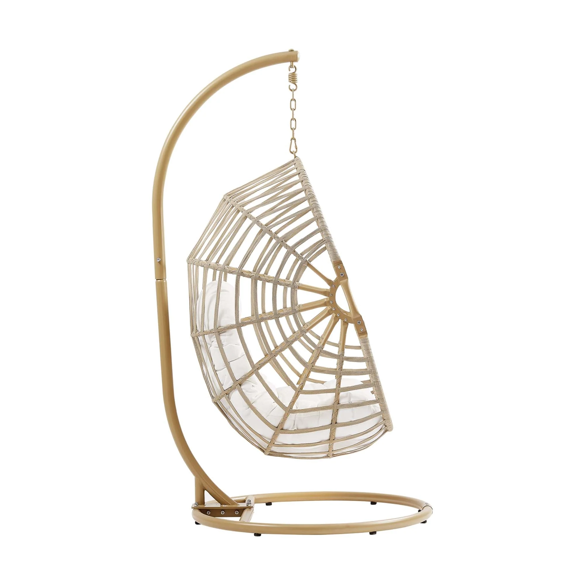 78" Natural White Outdoor Hanging Swing Chair with Stand - Image 5