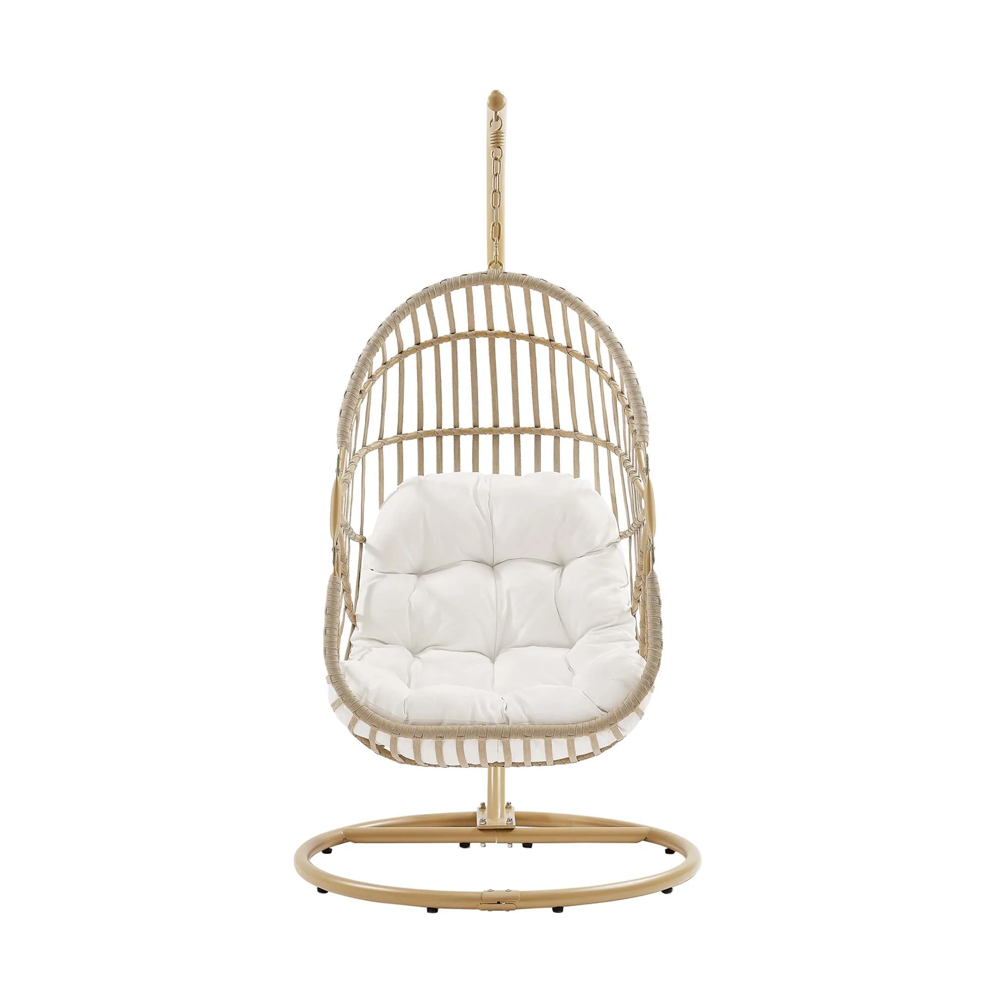 78" Natural White Outdoor Hanging Swing Chair with Stand - Image 7