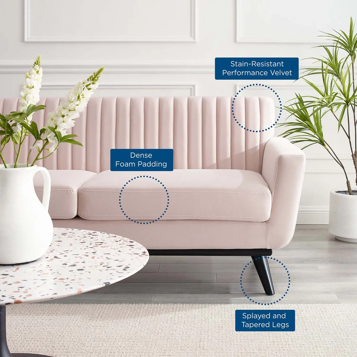 79-Inch Engage Performance Velvet Channel Tufted Loveseat - Image 26