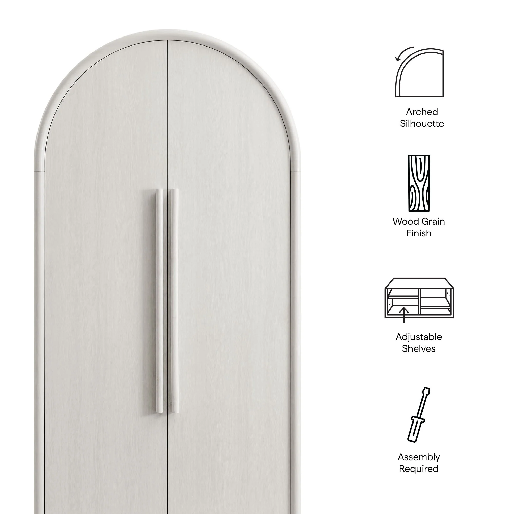 79 Inch Tall Arched Storage Cabinet with Soft-Close Doors and Rounded Feet - Image 2