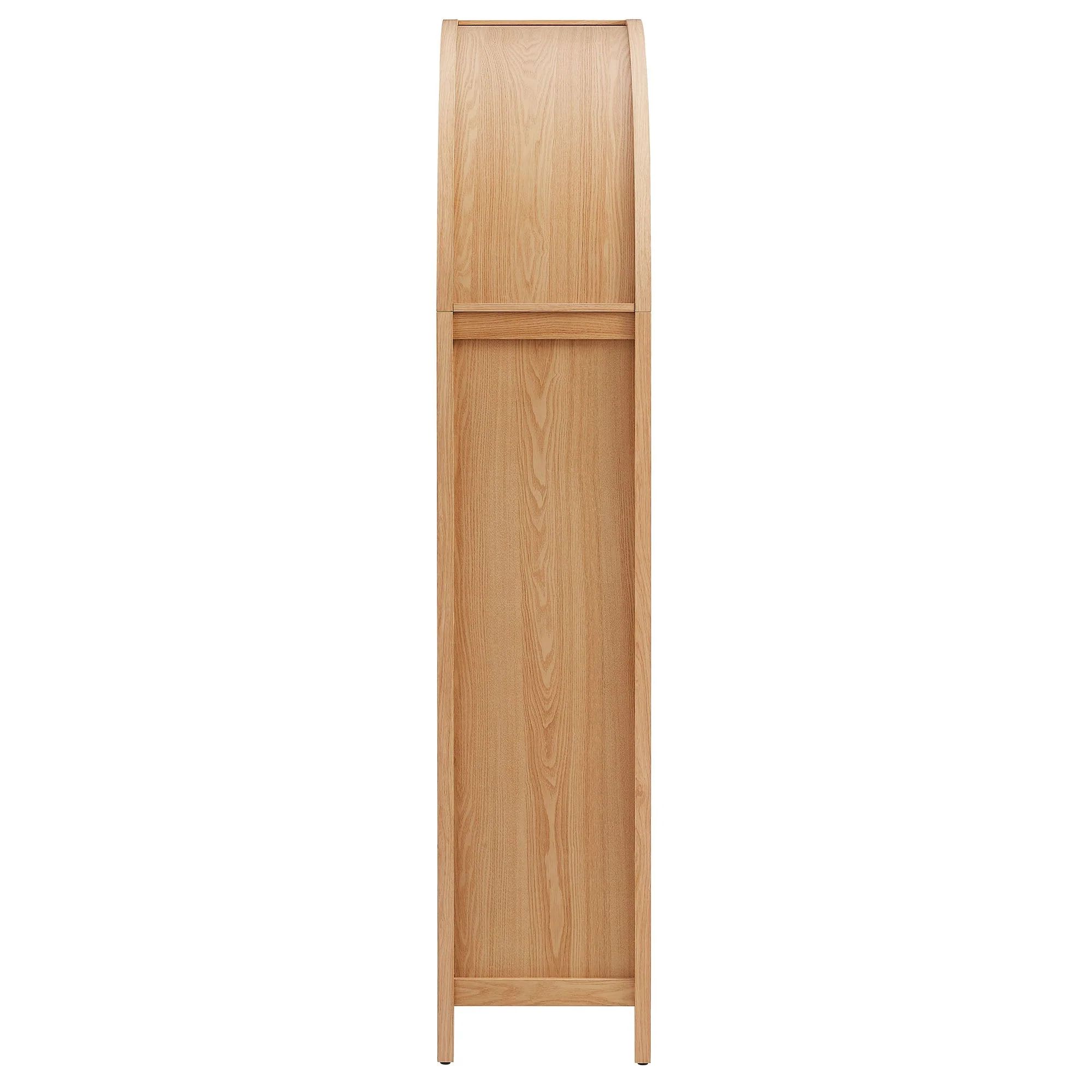 79 Inch Tall Arched Wide Storage Cabinet with Synthetic Rattan Doors - Image 5