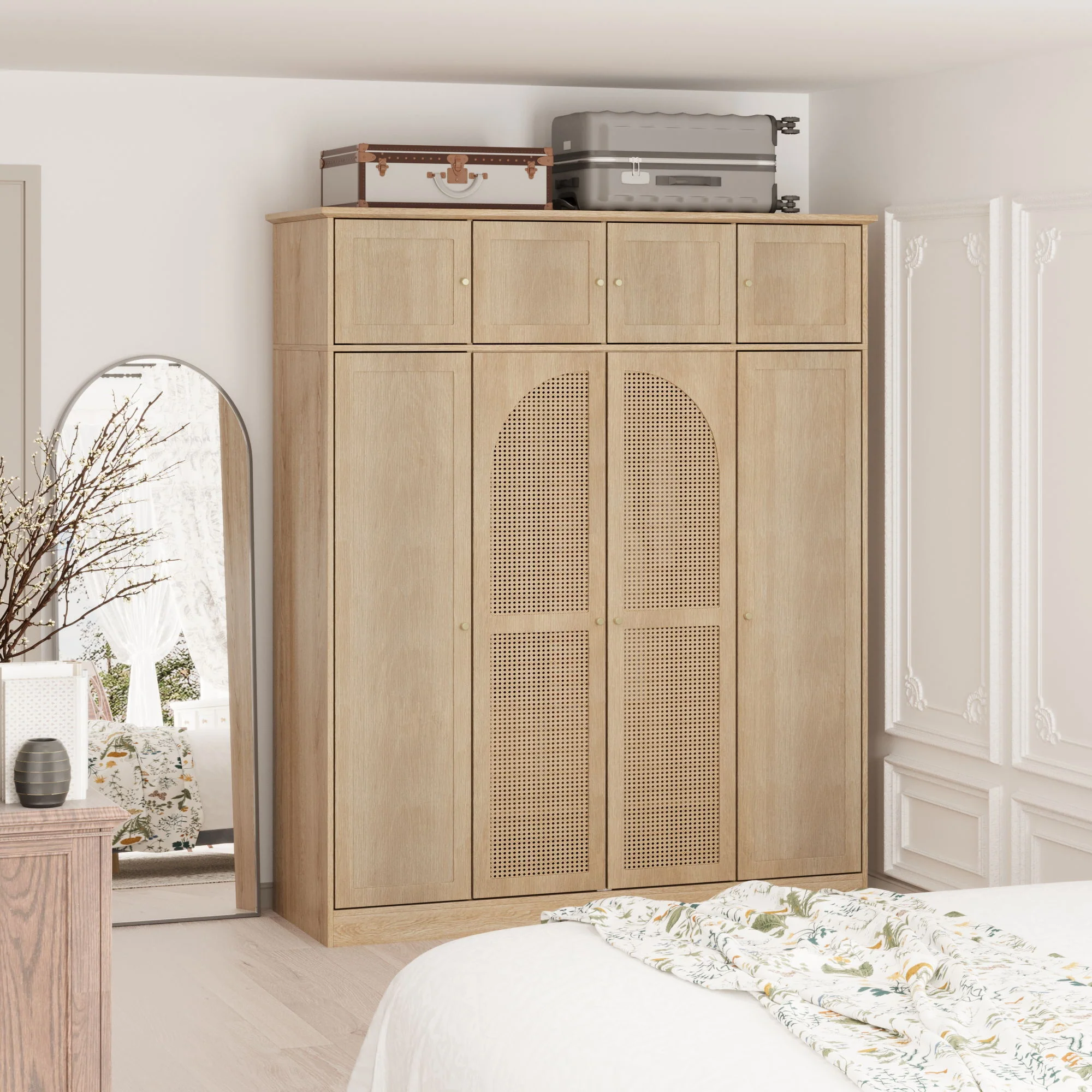 8 Door Armoire Wardrobe With Adjustable Shelves And Hanging Rod - Image 15
