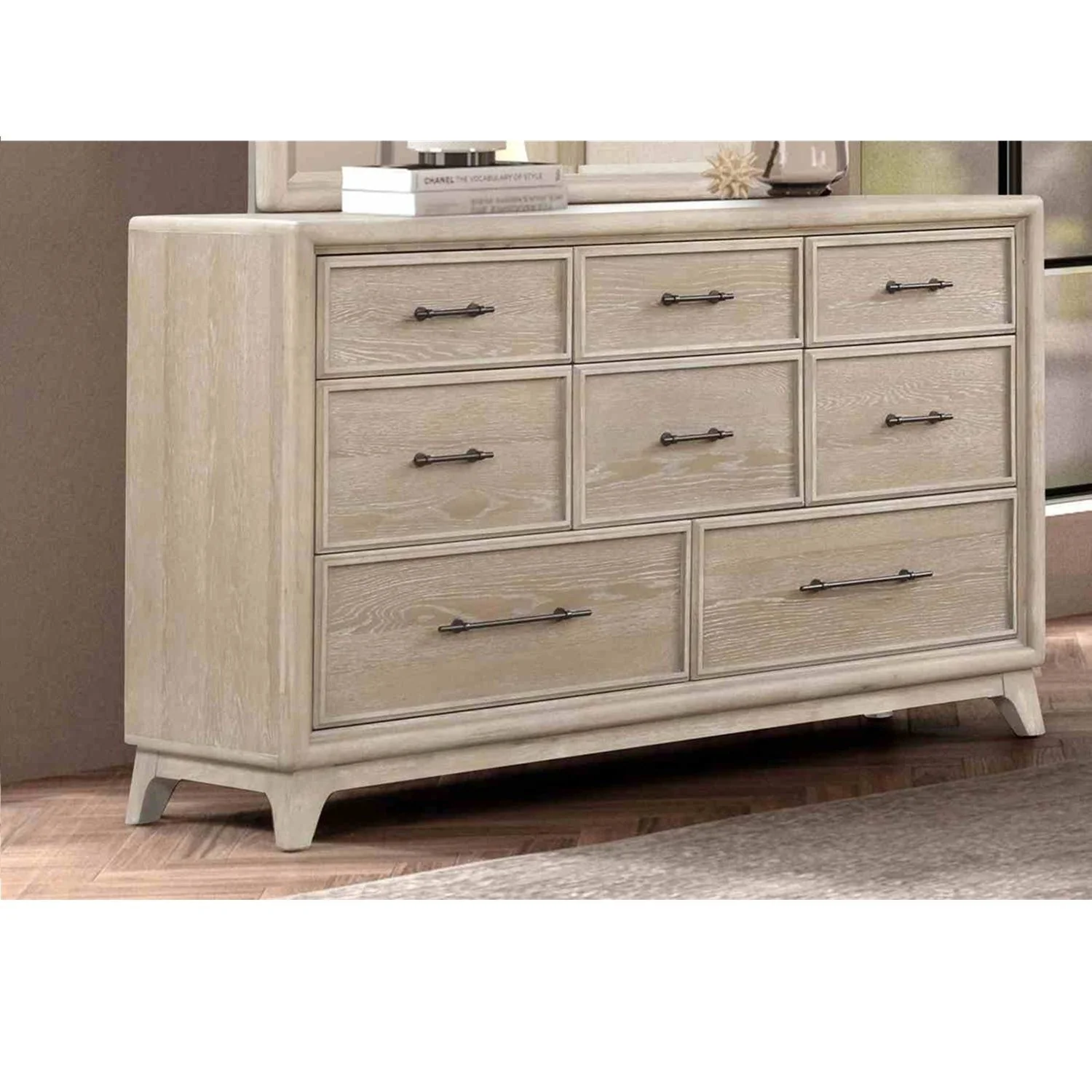 8 Drawers 1 Piece Dresser, Ample Storage Bedroom - Oak - Image 3