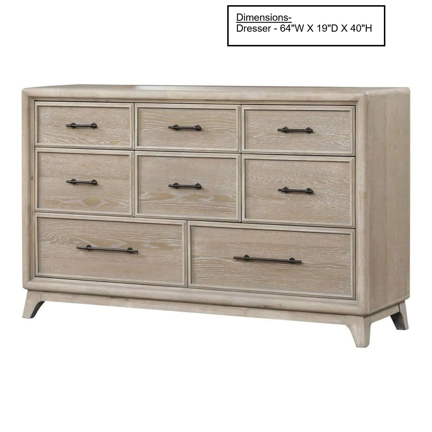 8 Drawers 1 Piece Dresser, Ample Storage Bedroom - Oak - Image 5