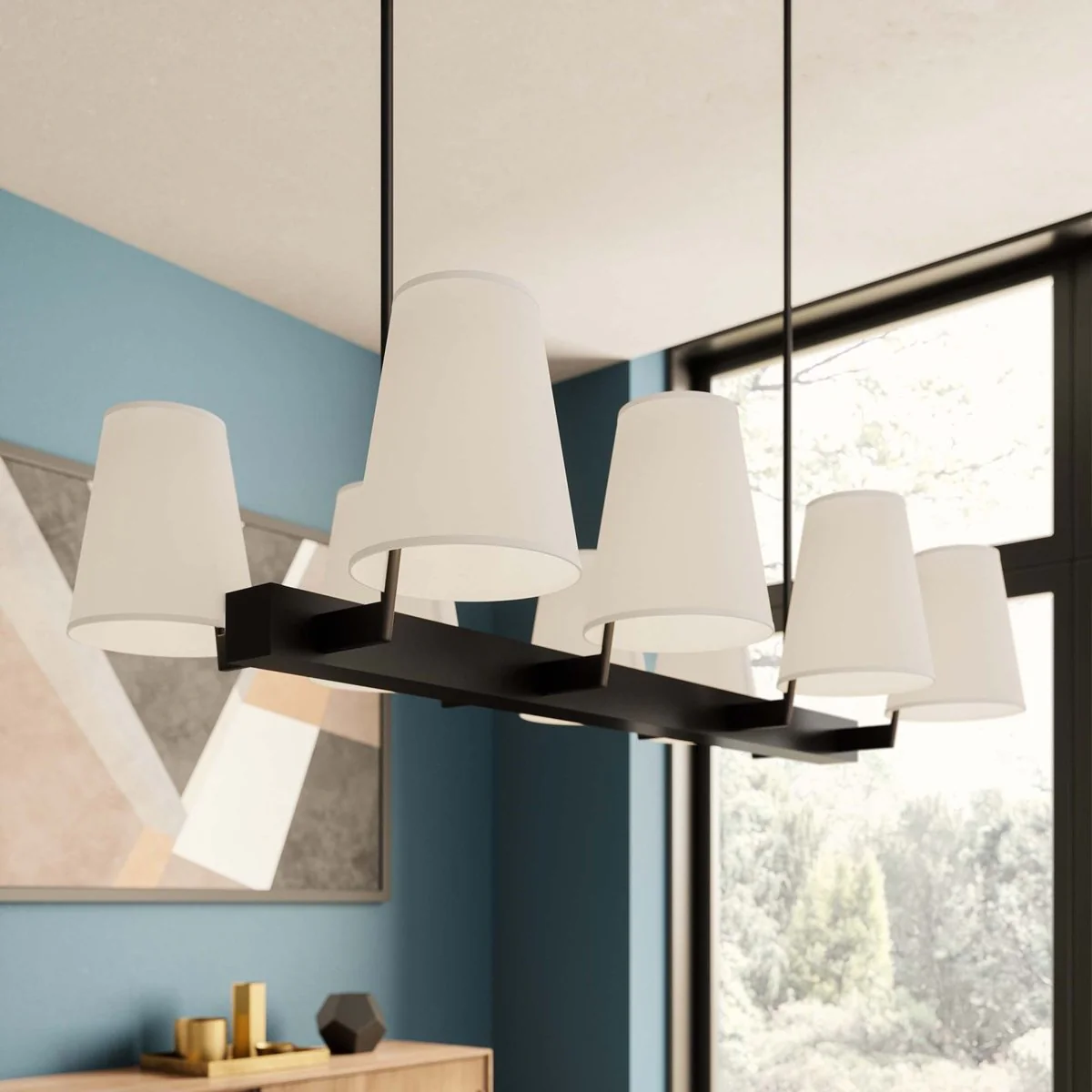 8-Light Modern Fabric Shade Chandelier for Dining Room and Living Room Lighting - Image 14