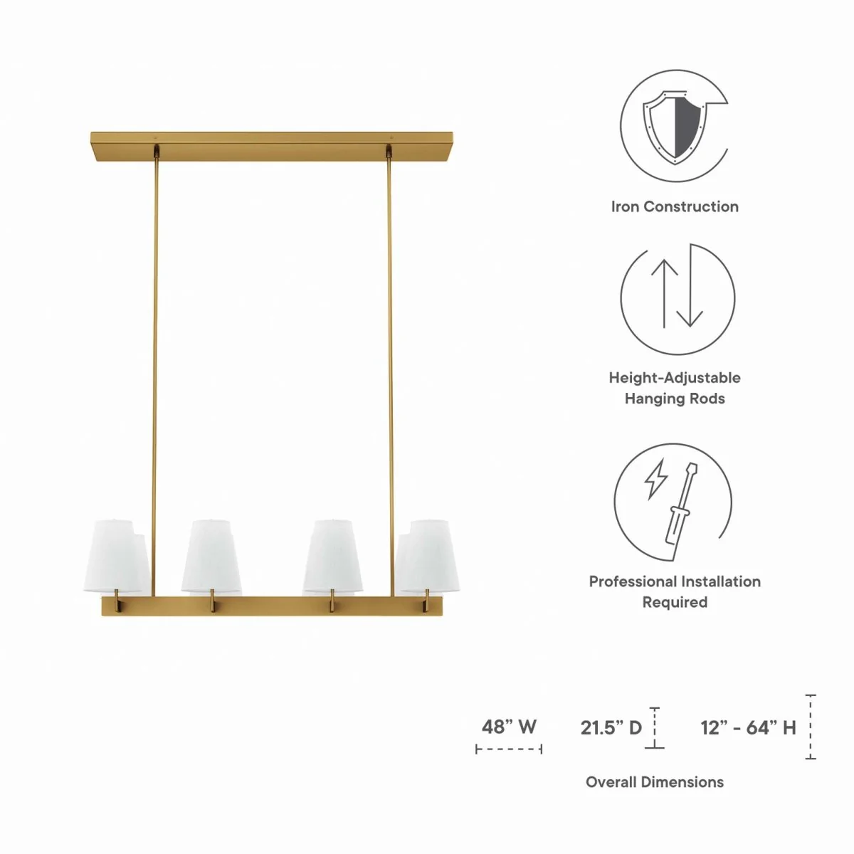 8-Light Modern Fabric Shade Chandelier for Dining Room and Living Room Lighting - Image 4