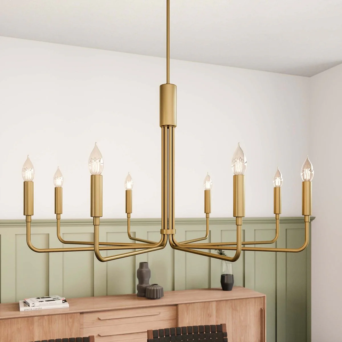 8-Light Modern Metal Chandelier – Contemporary Ceiling Fixture for Dining Room - Image 5