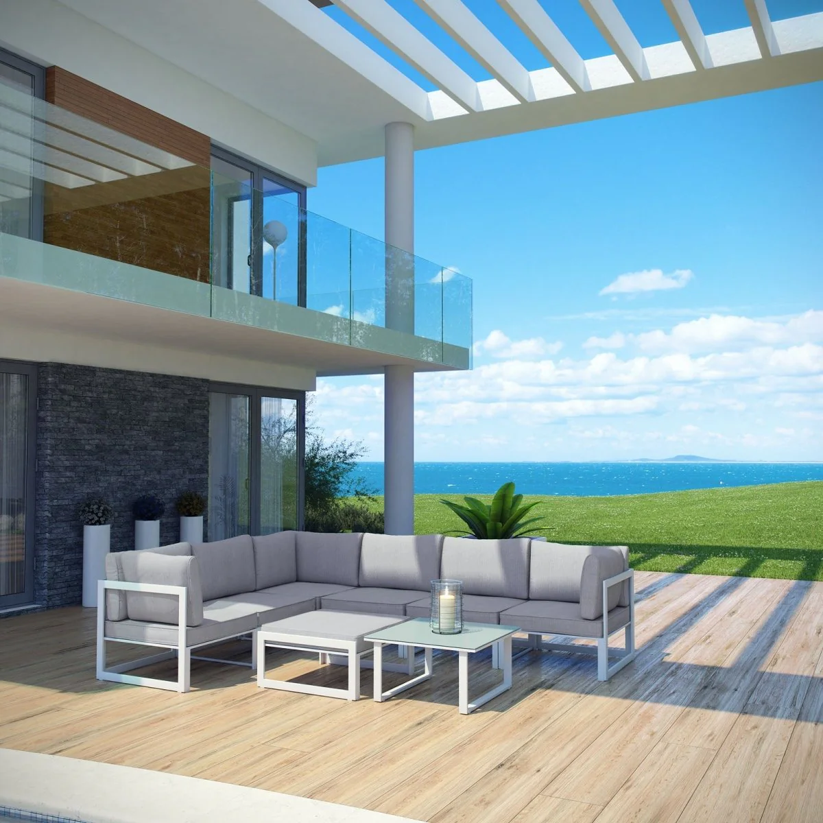 8-Piece Outdoor Aluminum Patio Sectional Set - Image 6