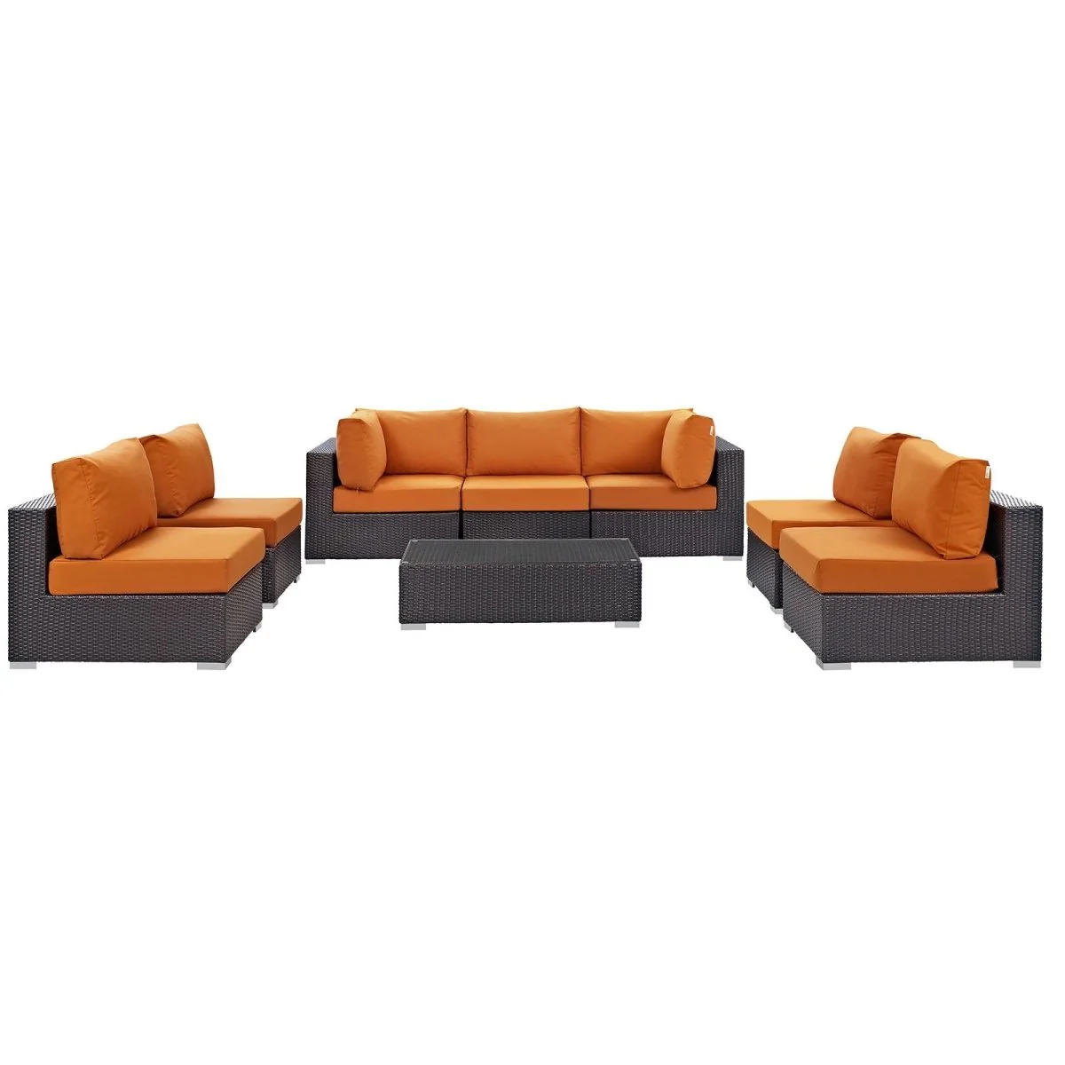 8-Piece Outdoor Patio Rattan Aluminum Sectional Sofa Set - Image 22