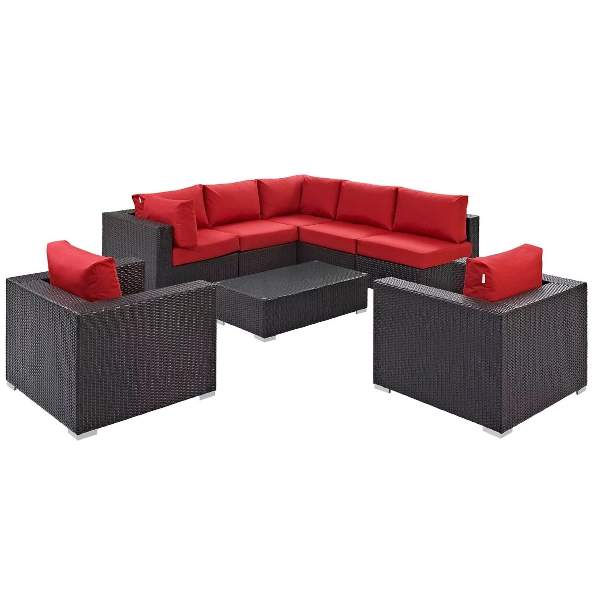 8-Piece Outdoor Patio Rattan Aluminum Sectional Sofa Set - Image 18