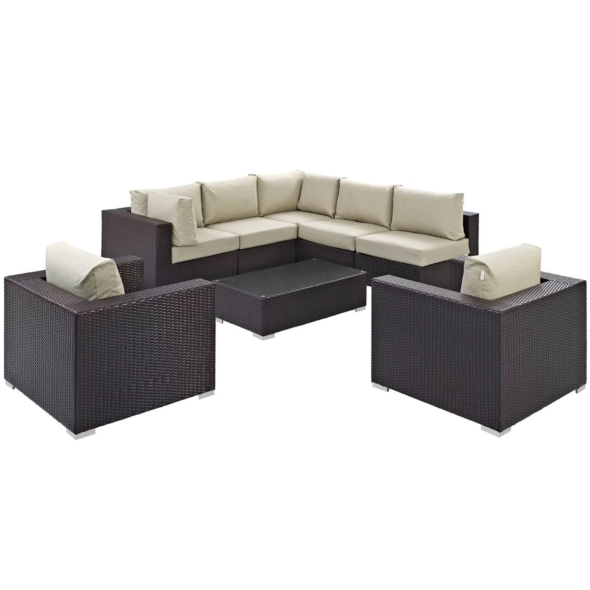8-Piece Outdoor Patio Rattan Aluminum Sectional Sofa Set - Image 3