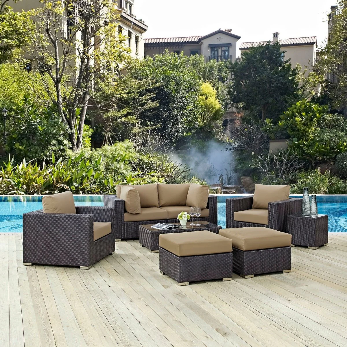 8-Piece Outdoor Patio Rattan Aluminum Sectional Sofa Set - Image 20