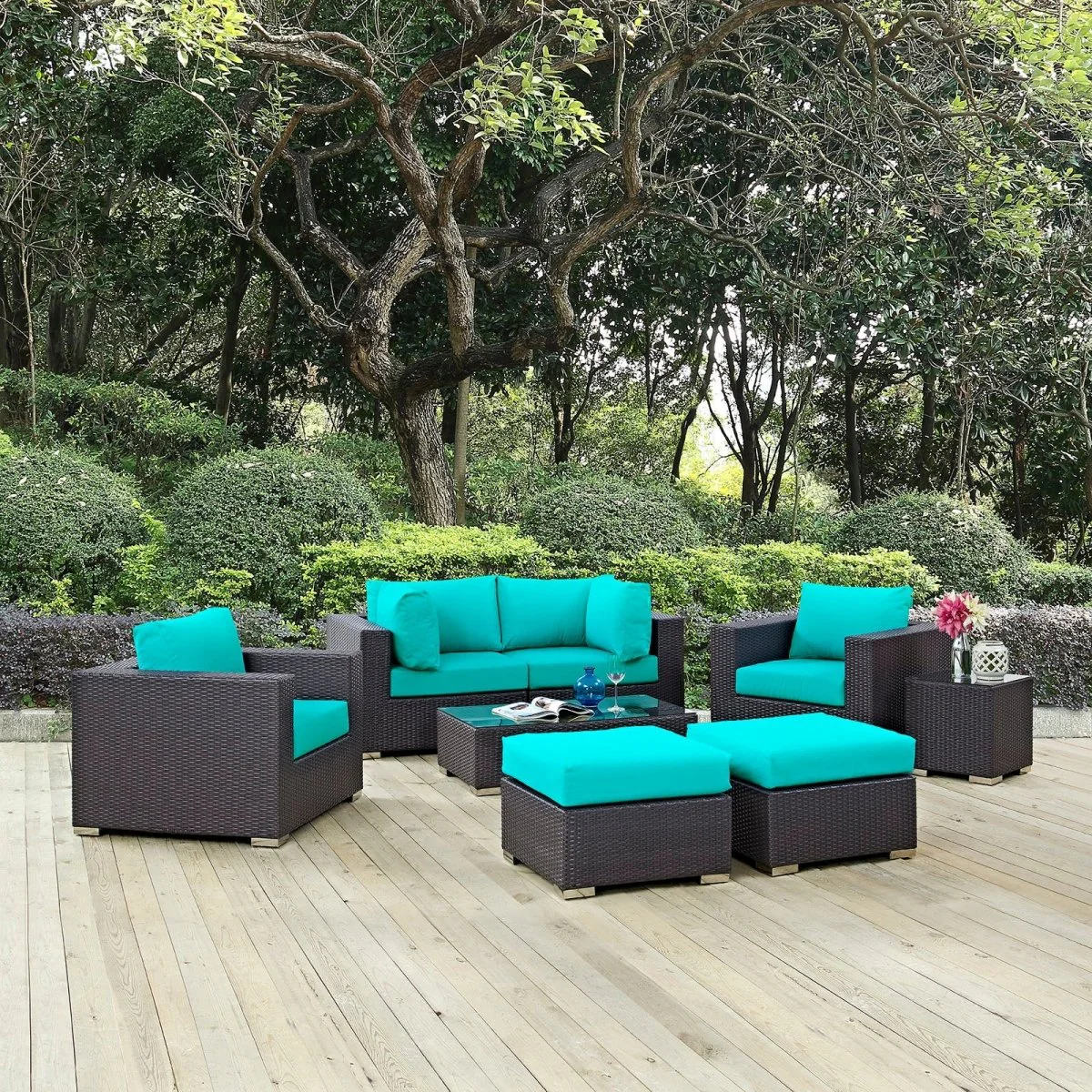 8-Piece Outdoor Patio Rattan Aluminum Sectional Sofa Set - Image 30