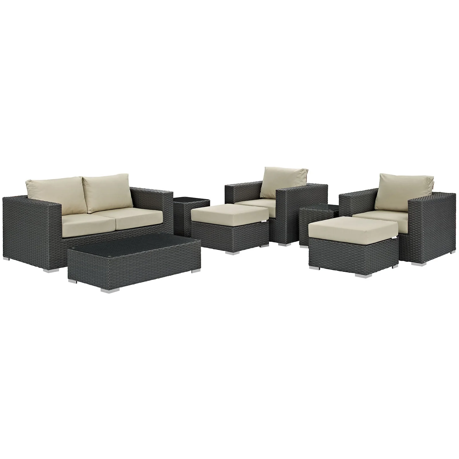 8-Piece Outdoor Sunbrella Fabric Patio Sectional Set