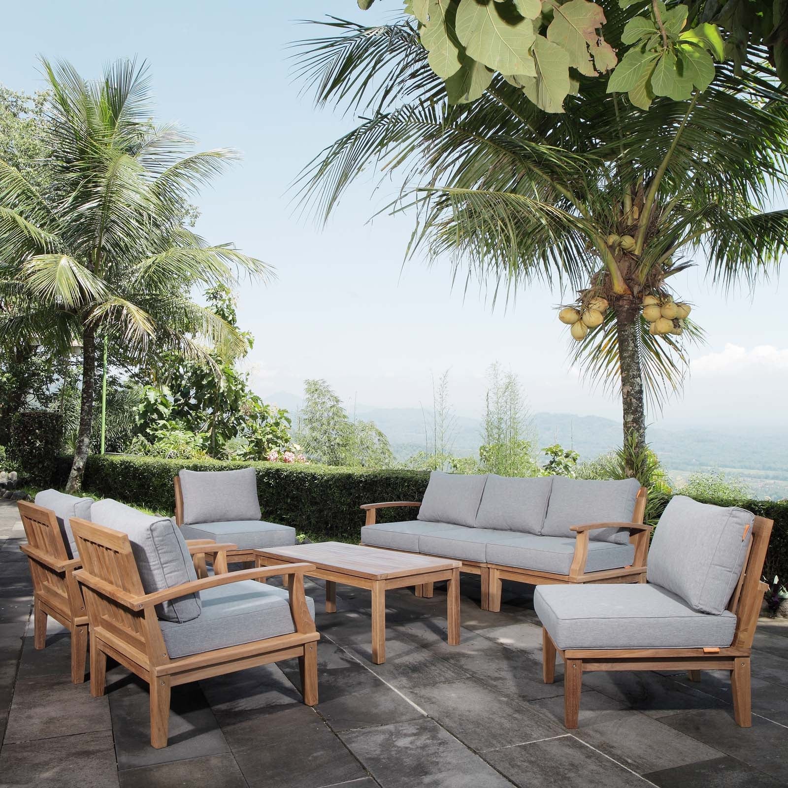 8-Piece Outdoor Teak Wood Patio Seating Set - Image 11